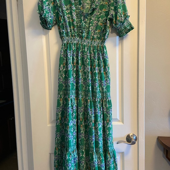 Max Studio Women's Elbow Length Sleeve Print Tiered Maxi Dress - Picture 4 of 10